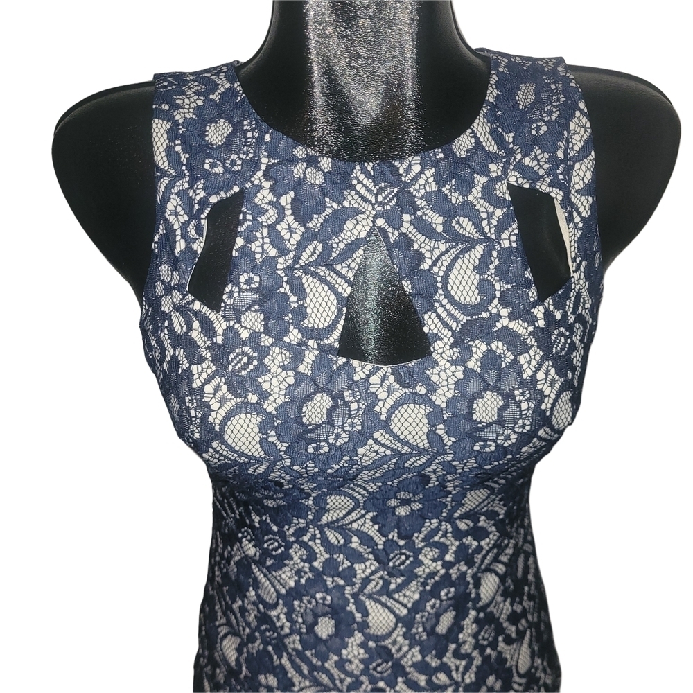 Ark & Co Navy Lace Sleeveless Cocktail Sheath Dress Size S - Picture 2 of 7